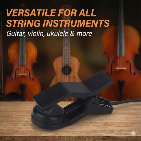 Universal Clip-On Contact Microphone Pickup for Acoustic Guitar Violin Ukulele - Professional Piezo Transducer for Tuner with 8ft (2.3M) Cable & 6.35mm (1/4 Inch) Jack in Kuwait