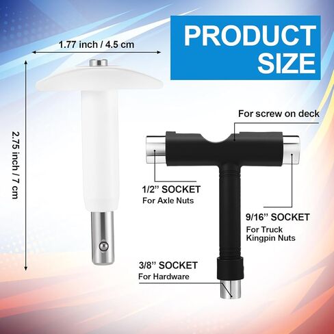 Skate Tools Kit Multi Function Portable Skateboard Bearing Press Tool Bearing Puller T Tool Accessory with T Type Allen Key and L Type Phillips for Roller Skates Skateboards Scooters in Kuwait
