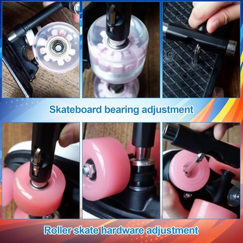 Skate Tools Kit Multi Function Portable Skateboard Bearing Press Tool Bearing Puller T Tool Accessory with T Type Allen Key and L Type Phillips for Roller Skates Skateboards Scooters in Kuwait