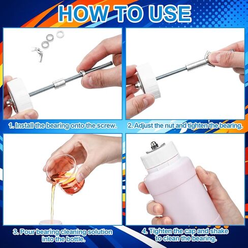 Skate Bearings Cleaning Unit Kit with Bearing Puller, Press Tool and Cleaning Plastic Bottle for Skateboard, Roller Skates Maintenance in Kuwait