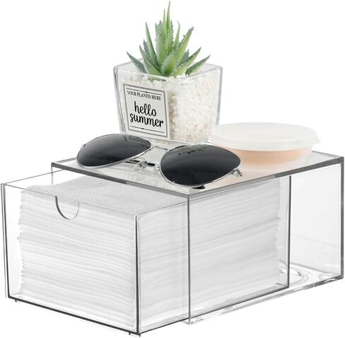 Disposable Face Towel Holder, Plastic Face Towels Storage Box with Drawer, Stackable Organizer for Clean Skin Club Face XL Towels, Towel Containers, Skincare Oragnizer for Vanity Bathroom Organization in Kuwait