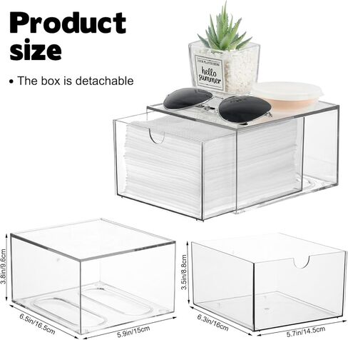 Disposable Face Towel Holder, Plastic Face Towels Storage Box with Drawer, Stackable Organizer for Clean Skin Club Face XL Towels, Towel Containers, Skincare Oragnizer for Vanity Bathroom Organization in Kuwait