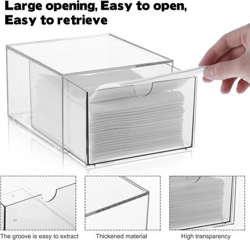 Disposable Face Towel Holder, Plastic Face Towels Storage Box with Drawer, Stackable Organizer for Clean Skin Club Face XL Towels, Towel Containers, Skincare Oragnizer for Vanity Bathroom Organization in Kuwait