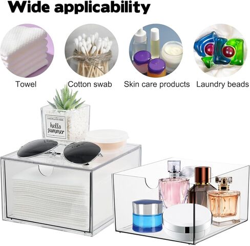 Disposable Face Towel Holder, Plastic Face Towels Storage Box with Drawer, Stackable Organizer for Clean Skin Club Face XL Towels, Towel Containers, Skincare Oragnizer for Vanity Bathroom Organization in Kuwait