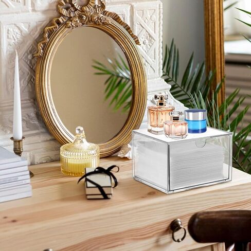 Disposable Face Towel Holder, Plastic Face Towels Storage Box with Drawer, Stackable Organizer for Clean Skin Club Face XL Towels, Towel Containers, Skincare Oragnizer for Vanity Bathroom Organization in Kuwait