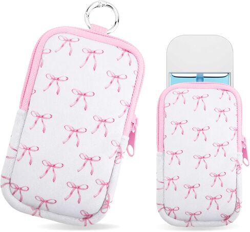 Hand Sanitizer Spray Case,Compatible with Popular Sanitizers,Zipper Pouch for Hand Sanitizer,Cute Fashion Accessories with Snap Hook for Glow Mist and Power Mist 1FL OZ,Suitable for Outdoor(Bow) in Saudi Arabia