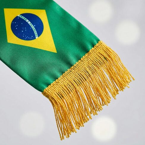 Brazil Soccer Scarf Brazilian Flag Satin Fan Scarf Green Yellow 5.5 x 53 Inch (14 x 135 cm) BRASIL Football Supporter Accessory Stadium Game Day Tailgate Watch Party Brazil Fan Gear in Kuwait