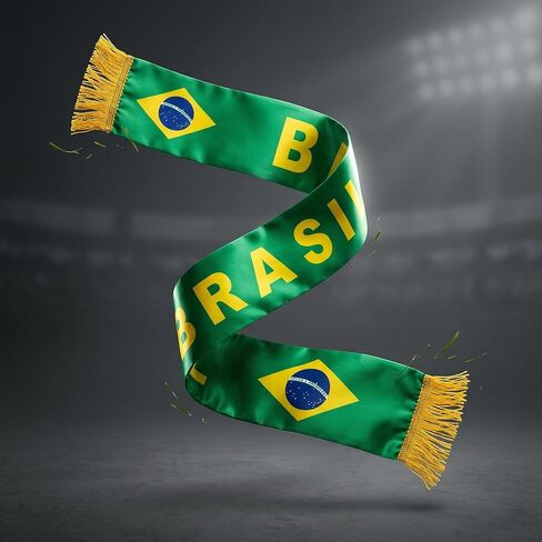 Brazil Soccer Scarf Brazilian Flag Satin Fan Scarf Green Yellow 5.5 x 53 Inch (14 x 135 cm) BRASIL Football Supporter Accessory Stadium Game Day Tailgate Watch Party Brazil Fan Gear in Kuwait