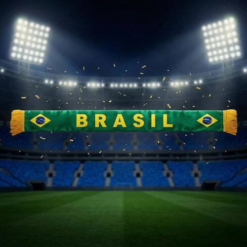 Brazil Soccer Scarf Brazilian Flag Satin Fan Scarf Green Yellow 5.5 x 53 Inch (14 x 135 cm) BRASIL Football Supporter Accessory Stadium Game Day Tailgate Watch Party Brazil Fan Gear in Kuwait