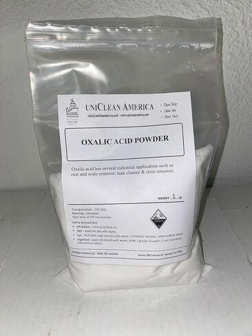 Oxalic Acid - high Puirty 99% - Safe Scale & Rust Remover Powder - Wood & Teak Cleaner - Made in USA - Weight 1lb in Saudi Arabia
