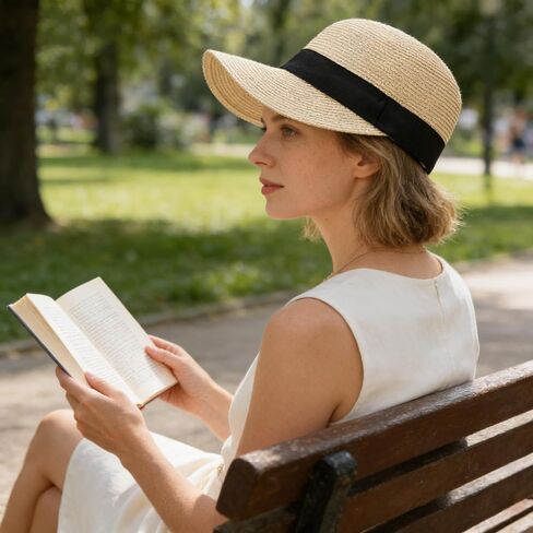 Foldable Floppy Straw Visor Hat Women's Solid Color Summer Sun Hat for Beach Travel & Casual Wear in Saudi Arabia