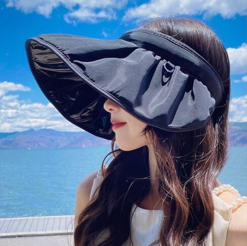 Women's Wide-Brimmed Sun hat, Hairpin-Style Beach hat, Foldable, UV-Protective, Suitable for Outdoor Travel and Vacation in Saudi Arabia