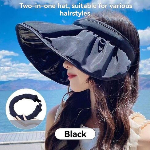 Women's Wide-Brimmed Sun hat, Hairpin-Style Beach hat, Foldable, UV-Protective, Suitable for Outdoor Travel and Vacation in Saudi Arabia