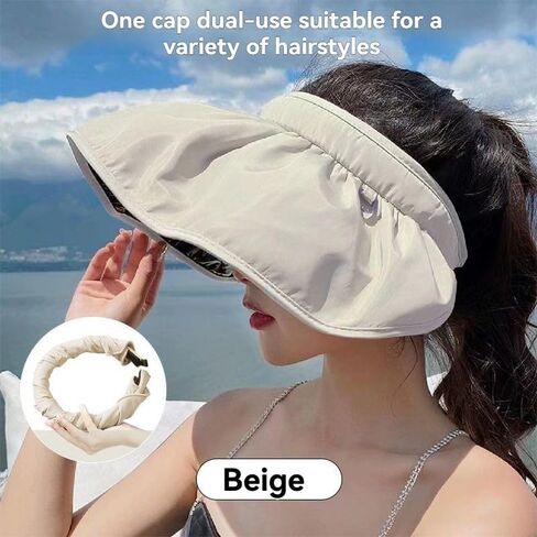 Women's Wide-Brimmed Sun hat, Hairpin-Style Beach hat, Foldable, UV-Protective, Suitable for Outdoor Travel and Vacation in Saudi Arabia