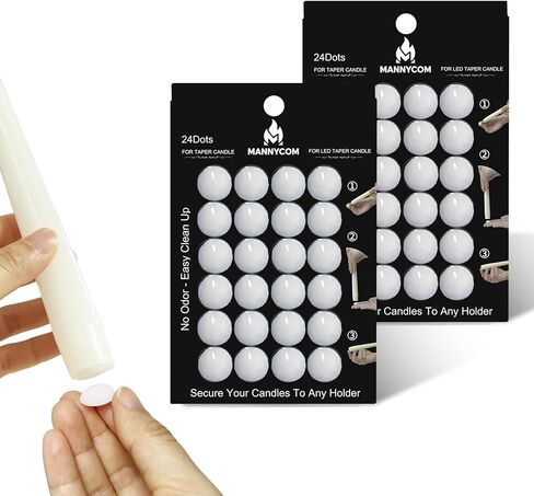 Taper Candle Sticky Dots - 24pcs Spiral Candle Sticky Dots Candles Adapter Soft Wax Candle Holder Accessories for Secure Candle Placement - White in Saudi Arabia