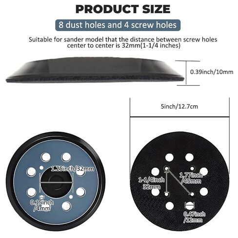 2pcs 5 Inch 8 Holes Orbital Sander Replacement Pad Compatible with DeWalt, Hook and Loop Replacement Backing Sanding Pad for Most Grinders with 4 Screws Holes in Saudi Arabia