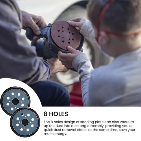 2pcs 5 Inch 8 Holes Orbital Sander Replacement Pad Compatible with DeWalt, Hook and Loop Replacement Backing Sanding Pad for Most Grinders with 4 Screws Holes in Saudi Arabia