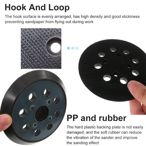 2pcs 5 Inch 8 Holes Orbital Sander Replacement Pad Compatible with DeWalt, Hook and Loop Replacement Backing Sanding Pad for Most Grinders with 4 Screws Holes in Saudi Arabia
