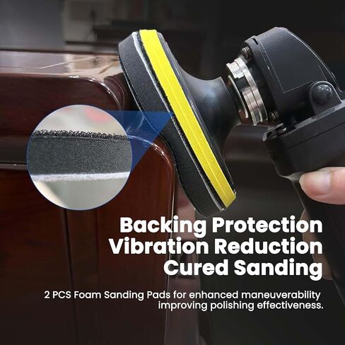 5 بوصة 51 قطعة من أقراص الصنفرة الرطبة والجافة ووسادة دعم من الفوم، ورق صنفرة مقاوم للماء من كربيد السيليكون لصنفرة مدارية عشوائية، تلميع معادن خشب السيارات والصنفرة 180-5000 حبيبات متنوعة in Kuwait