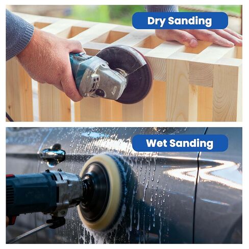 5 بوصة 51 قطعة من أقراص الصنفرة الرطبة والجافة ووسادة دعم من الفوم، ورق صنفرة مقاوم للماء من كربيد السيليكون لصنفرة مدارية عشوائية، تلميع معادن خشب السيارات والصنفرة 180-5000 حبيبات متنوعة in Kuwait