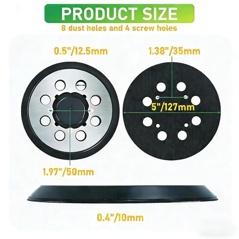 2-Pack Metal Backing Sander Pad for DeWalt 5-Inch 8-Hole Orbital Sander Replacement for DWE64233, N329079 - Fits DWE6423, DWE6421, DCW210B - Kit with 60 Sanding Discs & 4 Foam Pads in Saudi Arabia