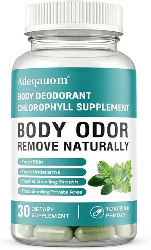 Chlorophyll Capsules Internal Body Deodorant Supplement for Women and Men for Gut Health, Fresh Breath, Skin Health, Detox & Digestion Support, Natural Odor Remove, Vegan, Non-GMO-30 Capsules in Saudi Arabia