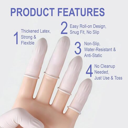 Disposable Latex Finger Cots, Medium Size Waterproof Finger Protectors, Anti-Slip Powder-Free Finger Sleeves for Electronics Repair, Crafting, Beauty Nail Art & Household Use (Approx. 105 PCS) in Saudi Arabia