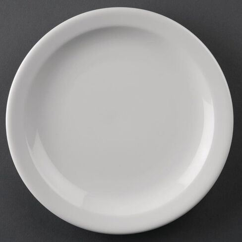 Olympia Athena Narrow Rimmed Plates 254 Mm/10 Inch (Pack Of 12), White Porcelain, Dinner Plate Set, Restaurant Tableware, Dinnerware - Microwave Safe, CF364 in Saudi Arabia