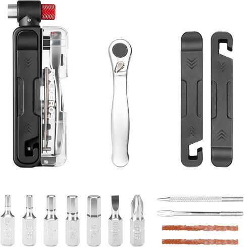 ROCKBROS Bike Tool Kit, Portable Bike Multitool with 7 Magnetic Bits, Ratchet Wrench & CO2 Inflator Nozzle, Bike Tire Repair Kit with Tire Levers for Road and MTB Emergency in Saudi Arabia