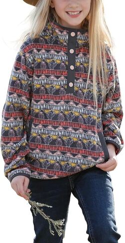 Girl's Cactus Striped Printed Fleece Pullover CWK8250005 in Saudi Arabia