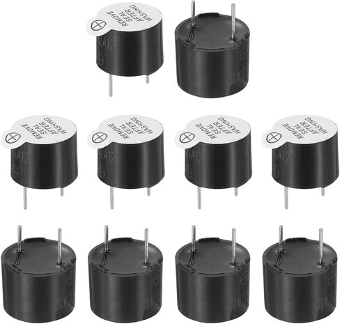 MECCANIXITY 10 قطع طنان نشط DC 5V 12x9.5 مم 7.6 مم درجة نغمة كهربائية صفارة إنذار بيزو صوت صفير صوت مستمر لدوائر فيزياء الكمبيوتر إنذار سلامة مستودع المنزل متجر in Kuwait