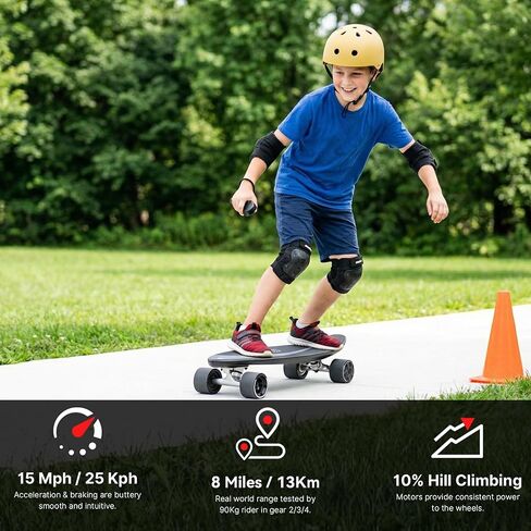 Maxfind MaxOne Electric Skateboard with Remote, Samsung/LG/Sanyo Battery & Hobbywing ESC, 15 MPH Safe Motorized Board for Teens in Kuwait