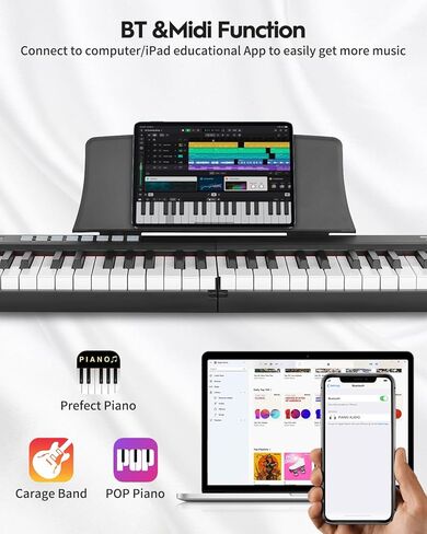 STRICH 88 Key Digital Piano Foldable Full Size Electric Keyboard with Semi-Weighted Sensitive Keys, Portable Electric Piano Set for Beginner, Bundle with Sustain Pedal, Headphones, Music Rest, SEP-88F in Saudi Arabia