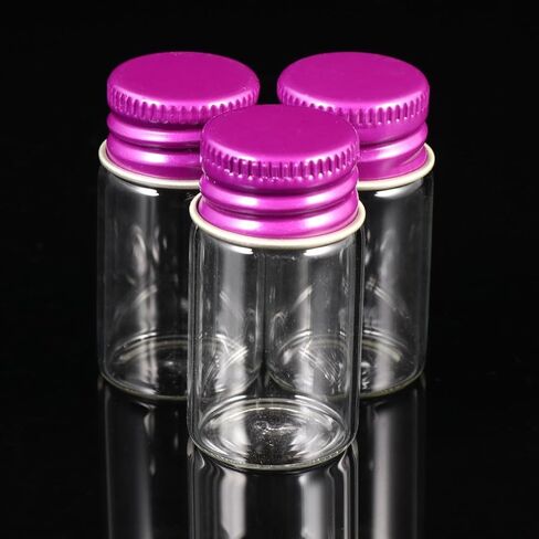 12pcs 7ml Glass Storage Bottles with Aluminum Screw Caps, Medical Grade Sealed Ink Vials, Rosy Red Lid, Includes 1 Plastic Carrying Box for Laboratory and Essential Oil Use in Saudi Arabia