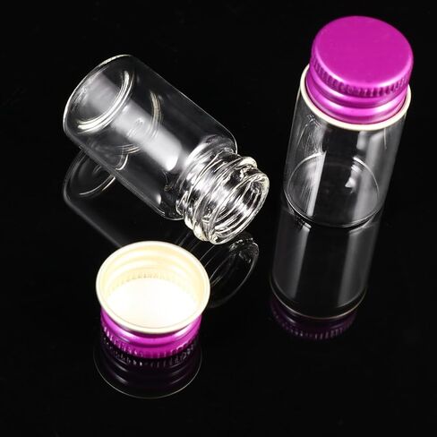 12pcs 7ml Glass Storage Bottles with Aluminum Screw Caps, Medical Grade Sealed Ink Vials, Rosy Red Lid, Includes 1 Plastic Carrying Box for Laboratory and Essential Oil Use in Saudi Arabia