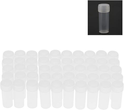Haofy 5ml White PE Sample Bottles - 50-Pack Transparent Leakproof Containers for Cosmetics, Pharmaceuticals, Lab Use in Saudi Arabia