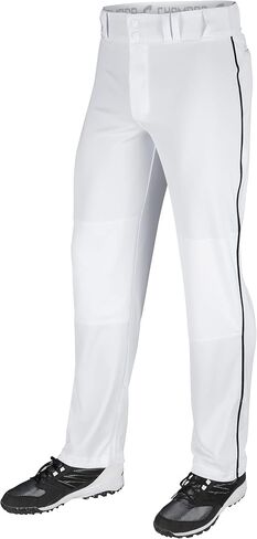 CHAMPRO Boys' Triple Crown Open Bottom Youth Baseball Pants, White, Navy Pipe, Large in Saudi Arabia