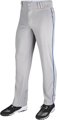 CHAMPRO Boys' Triple Crown Open Bottom Youth Baseball Pants, White, Navy Pipe, Large in Saudi Arabia