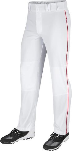 CHAMPRO Boys' Triple Crown Open Bottom Youth Baseball Pants, White, Navy Pipe, Large in Saudi Arabia