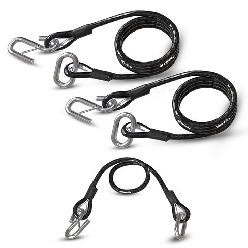 WAVESRX Trailer Safety Cables 3-Pack - Self-Coiling Safety Chain Replacement for Boat, PWC & Utility Trailer Towing - Corrosion-Resistant Stainless Steel Quick-Connect Snap Hooks with Safety Latches in Saudi Arabia