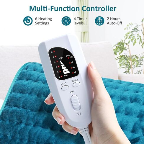 Heating pad for Back/Shoulder/Neck/Leg Pain Relief, Heating Pads for Period Cramps, 6 Fast Heating Settings, Auto-Off, Machine Washable, Birthday Gifts for Women Mom, Extra Large 12"x24", Blue in Saudi Arabia