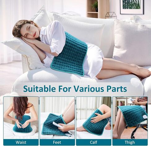 Heating pad for Back/Shoulder/Neck/Leg Pain Relief, Heating Pads for Period Cramps, 6 Fast Heating Settings, Auto-Off, Machine Washable, Birthday Gifts for Women Mom, Extra Large 12"x24", Blue in Saudi Arabia