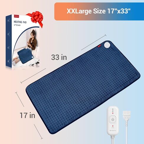Comfytemp Extra Large Heating Pad, 33''x 17'' King Size Electric Heating Pads for Full Back/Neck/Shoulder/Abdomen, Moist/Dry Heated Pad & Auto Shut Off, Warm Christmas Birthday gifts for Men Women Mom in Saudi Arabia