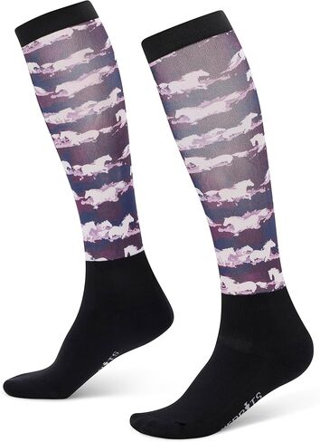 Kerrits Kids Dual Zone Equestrian Tall Boot Socks – Kids Knee-High Horse Riding Socks with Foot Cushion & Horse Print in Saudi Arabia