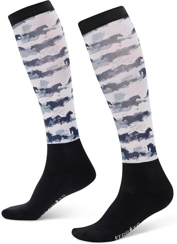 Kerrits Kids Dual Zone Equestrian Tall Boot Socks – Kids Knee-High Horse Riding Socks with Foot Cushion & Horse Print in Saudi Arabia