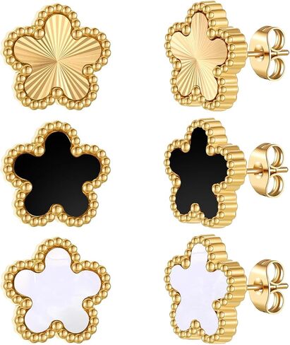 Clover Earrings for Women Stainless Steel Hypoallergenic Clover Stud Earrings in Kuwait