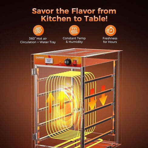 133Qt 5-Tier 900W سخان طعام تجاري مع عنصر تسخين من الفولاذ المقاوم للصدأ 304، باب زجاجي مفرد، رف قابل للتعديل، صندوق ساخن لتقديم الطعام الكهربائي، خزانة تثبيت ساخنة على سطح الطاولة in Kuwait