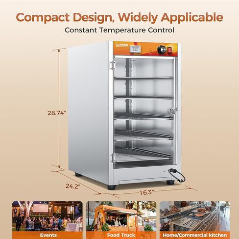 133Qt 5-Tier 900W سخان طعام تجاري مع عنصر تسخين من الفولاذ المقاوم للصدأ 304، باب زجاجي مفرد، رف قابل للتعديل، صندوق ساخن لتقديم الطعام الكهربائي، خزانة تثبيت ساخنة على سطح الطاولة in Kuwait