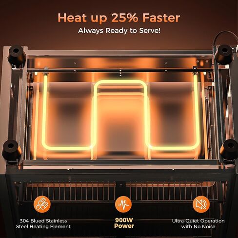 133Qt 5-Tier 900W سخان طعام تجاري مع عنصر تسخين من الفولاذ المقاوم للصدأ 304، باب زجاجي مزدوج المقسى، رف قابل للتعديل، صندوق ساخن لتقديم الطعام الكهربائي، خزانة تثبيت ساخنة على سطح الطاولة in Kuwait