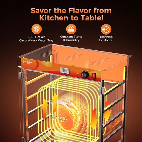 133Qt 5-Tier 900W سخان طعام تجاري مع عنصر تسخين من الفولاذ المقاوم للصدأ 304، باب زجاجي مزدوج المقسى، رف قابل للتعديل، صندوق ساخن لتقديم الطعام الكهربائي، خزانة تثبيت ساخنة على سطح الطاولة in Kuwait